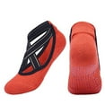 thumbnail image 2 of Pilates Socks for Women Non Slip Grip, Yoga Socks with Grippers for Barre, Hospital, Ballet, Dance, Barefoot Workout, Red, 2 of 3
