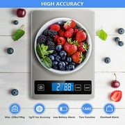 Nicewell Food Scale, 22lb/10KG Digital Kitchen Scale Weight Grams and oz for Cooking Baking, 1g/0.1oz Precise Graduation, Stainless Steel and Tempered Glass, Silver