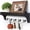 Black & White, variant on Rebee Vision Key and Mail Holder Wall Mount - Wooden Hanging Organizer with 5 Sturdy Keys Hooks and  Shelf (White, 14-inch)