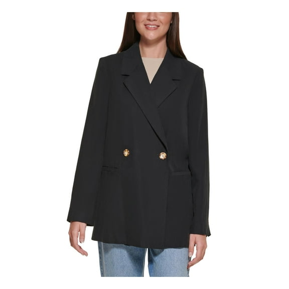 DKNY Jeans Womens Double Breasted Jacket Black 2XS