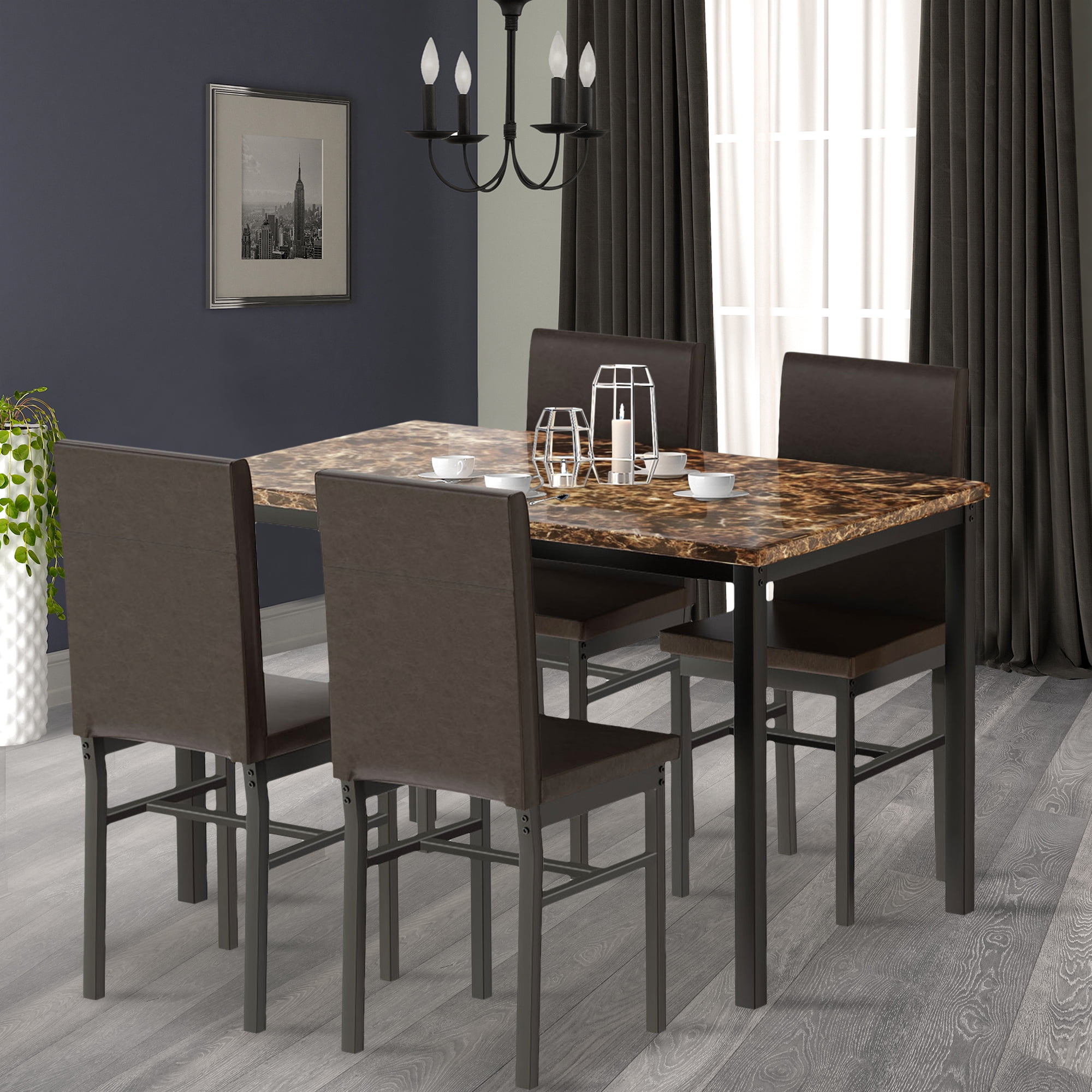 Buy paproos 5 Piece Dining Table Set, Dining Room Table Set with Marble