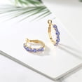 thumbnail image 4 of Gem Stone King 18K Yellow Gold Plated Silver Blue Tanzanite Hoop Earrings for Women (3.30 Cttw, Gemstone December Birthstone, Round 4MM and 3MM), 4 of 4