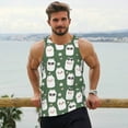 thumbnail image 6 of Uemuo Alpaca Faces Pattern Men's Muscle Shirts Sleeveless Dry Fit Gym Workout Tank Top Lightweight Sports Tank Top Beach Tank Top, Loose-fit Sleeveless Shirt-Medium, 6 of 7