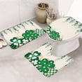 thumbnail image 4 of St. Patricks Day Bathroom Rug Sets 3 Piece, Non Slip Bath Mat, Green Shamrocks Leaf Polka Dots Beige Absorbent Floor Mats Bath Rugs with U-Shaped Contour Rug Toilet Lid Cover Bathroom Decor Small, 4 of 8