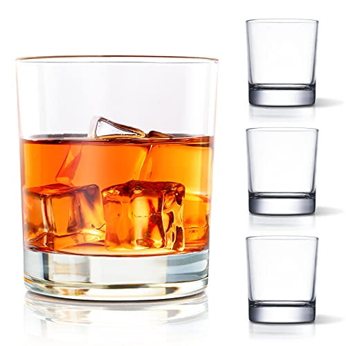 Old Fashioned Rocks Glasses Tumblers 8-ounce Whiskey Glass Set of 4 Glassware for Cocktail Scotch Voldka Brandy Bourbon Gin 