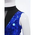 thumbnail image 5 of vastwit Girls Big Sequins Gymnastics Leotard with Arm Sleeves Ballroom Modern Tap Dance Outfit for Stage Performance Royal Blue 12, 5 of 7