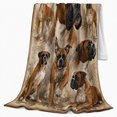thumbnail image 2 of Boxer Dog Portrait Collage Vintage Parchment Botanical Accents, Peaceful Pet Portrait Pattern, Warm Flannel Blanket for Living Room and Bedroom, Dog Lovers Just Because Gift, Pet Lover Home Decor, 2 of 9