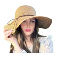 thumbnail image 1 of Sombrero de playa de paja natural de alta densidad con protección solar, ala ancha y diseño abovedado, lazo de encaje y detalles de perlas de imitación. Sombrero de verano., 1 of 8