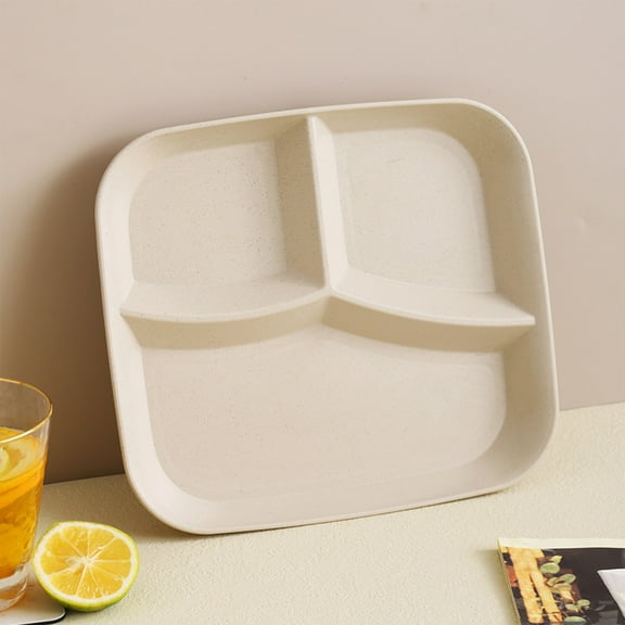 10 Inch Divided Plates | 3 Compartment Sectioned Dinner Plates for Kids & Adults | Reusable Plastic Picnic Plates for Camping, School, Parties | Microwave & Dishwasher Safe Stackable Trays