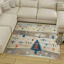 Unique Loom Vivid Collection Area Rug - Gary (9' 10" Square Ivory Gray Blue/Light Blue)