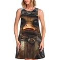 thumbnail image 1 of Vsdgher Robe d'Été Vintage Gentleman Canard Imprimé pour Femmes Décontractée Col en U Robe de Plage Sans Manches Robe Débardeur Ample avec Poche, 1 of 7