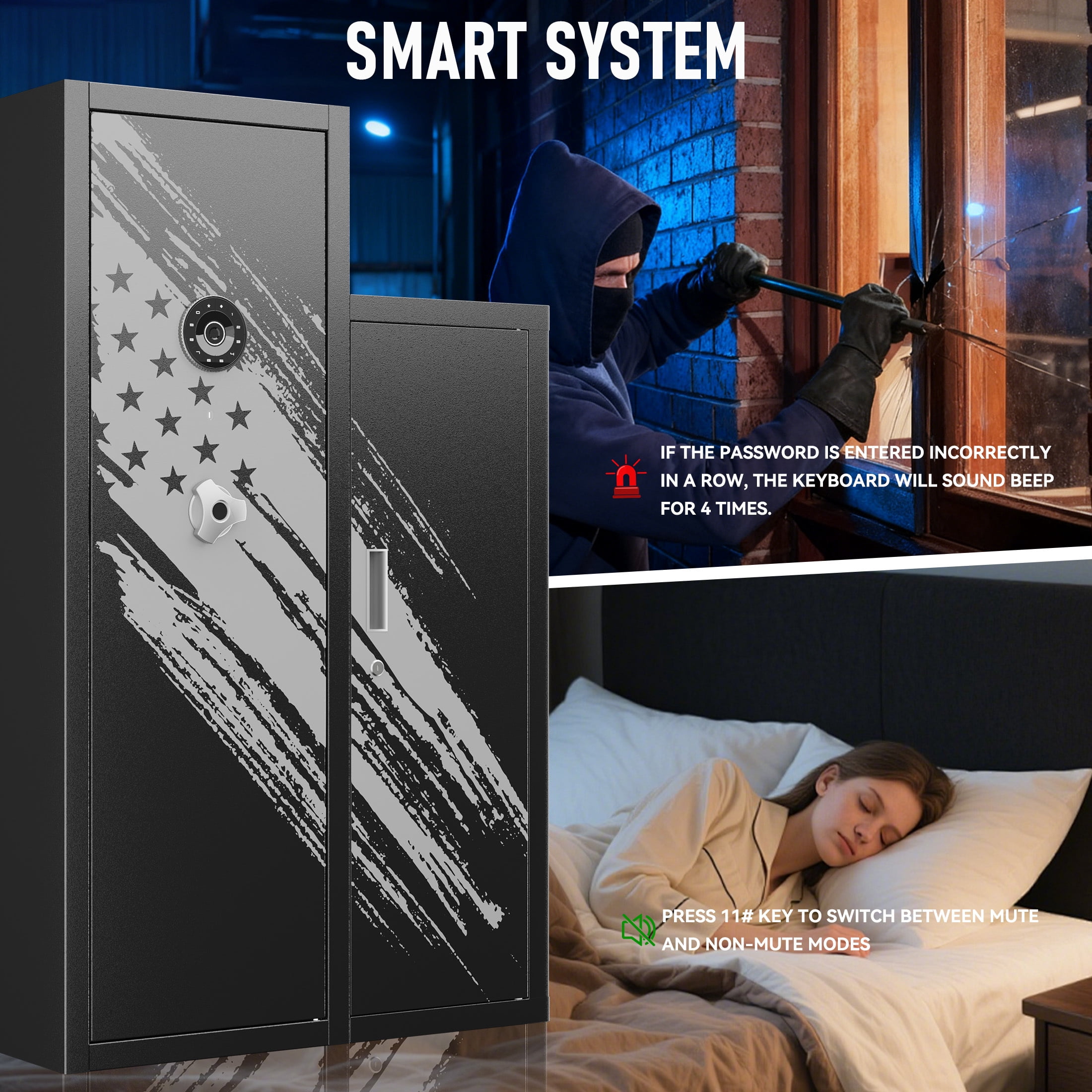 KAER 8-10 Gun Safe, Large Gun Safe for Rifle and Pistol, Assembled Gun Cabinet & Unassembled Storage Cabinet with Removable Shelf for Home
