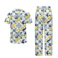 thumbnail image 6 of TSOVTHRID Vintage Flower Lemon Print Pajama Set for Women Button Down Sleepwear Soft Short Sleeve Pjs with Long Pants, Size M, 6 of 7