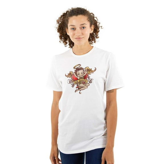 Betty Boop Cartoon Lil' Angel Tattoo Women's Graphic T Shirt Tees Brisco Brands M