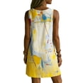 thumbnail image 4 of Guieoi Womens Dresses Plus Size Summer Sleeveless V-Neck Casual Dress with Pockets, Loose-Fit Casual Yellow S, 4 of 7