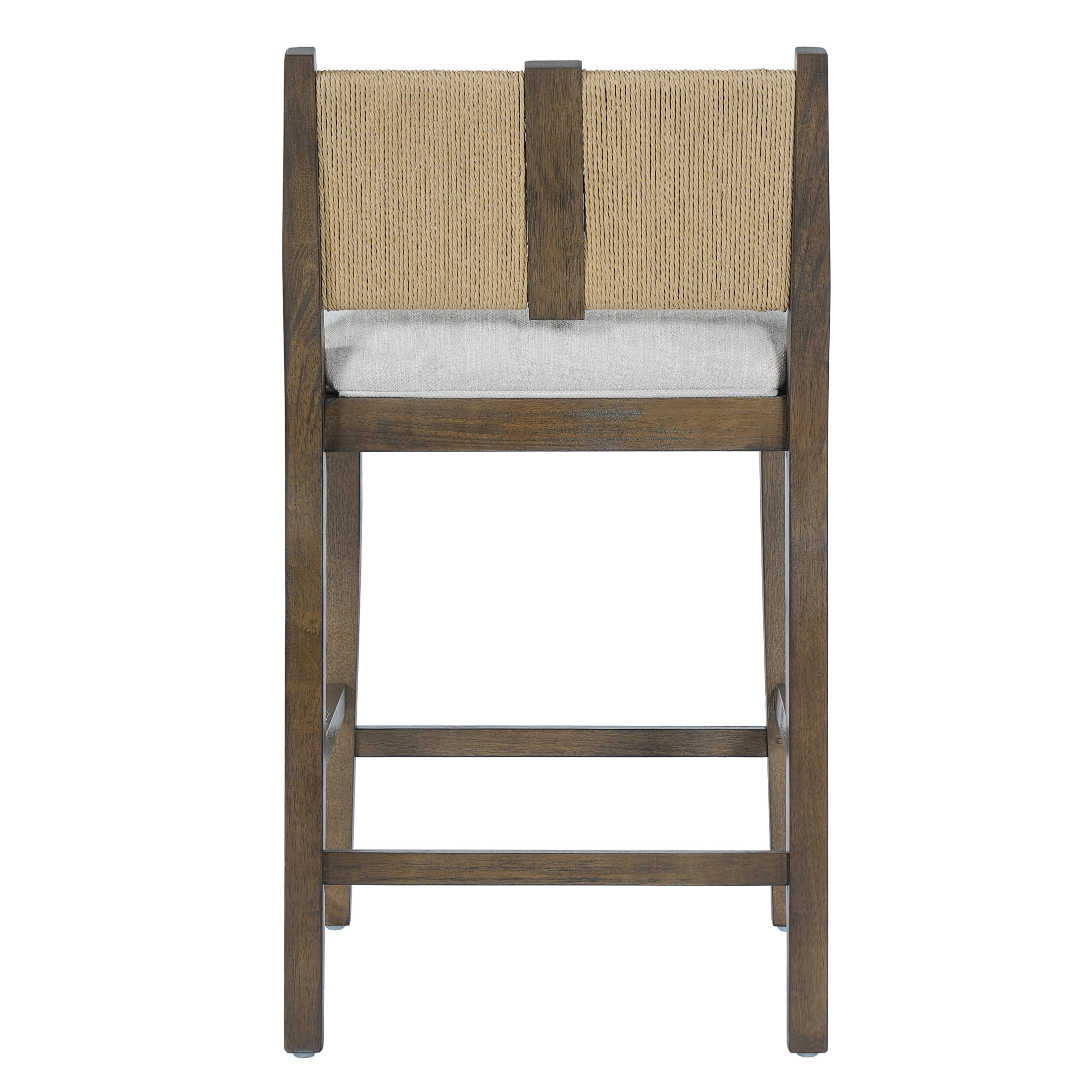 Christopher Knight Home 35.8" Modern Upholstered Counter Stools, Rope Back, Walnut+Beige, Set of 2