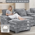 thumbnail image 4 of Wiilayok 133" U Shaped Cloud Couch Modular Sectional Couches for Living Room Fluffy Chenille Deep Seat Sofa Set with Double Chaise Lounge, Storage Central Console, Cup Holders, USB Port, Storm Gray, 4 of 9