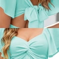 thumbnail image 6 of Sun Dress Plus Size Ndbuld Women Spring Summer Short Sleeve High Waist Ruffle Back Bow Vacation A Line Dress Mint Green S, 6 of 6