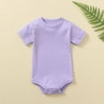 thumbnail image 4 of Baby Girl Romper，Summer Clearance Toddler Baby Girls Boys Short Sleeve Solid Color T-Shirt Jumpsuit Romper, 4 of 4