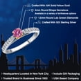 thumbnail image 2 of Gem Stone King 925 Silver and 10K Yellow Gold Pink Moissanite and Lab Grown Diamond Engagement Ring for Women | 0.41 Cttw | Round 4MM | Gemstone Birthstone | Size 6, 2 of 6