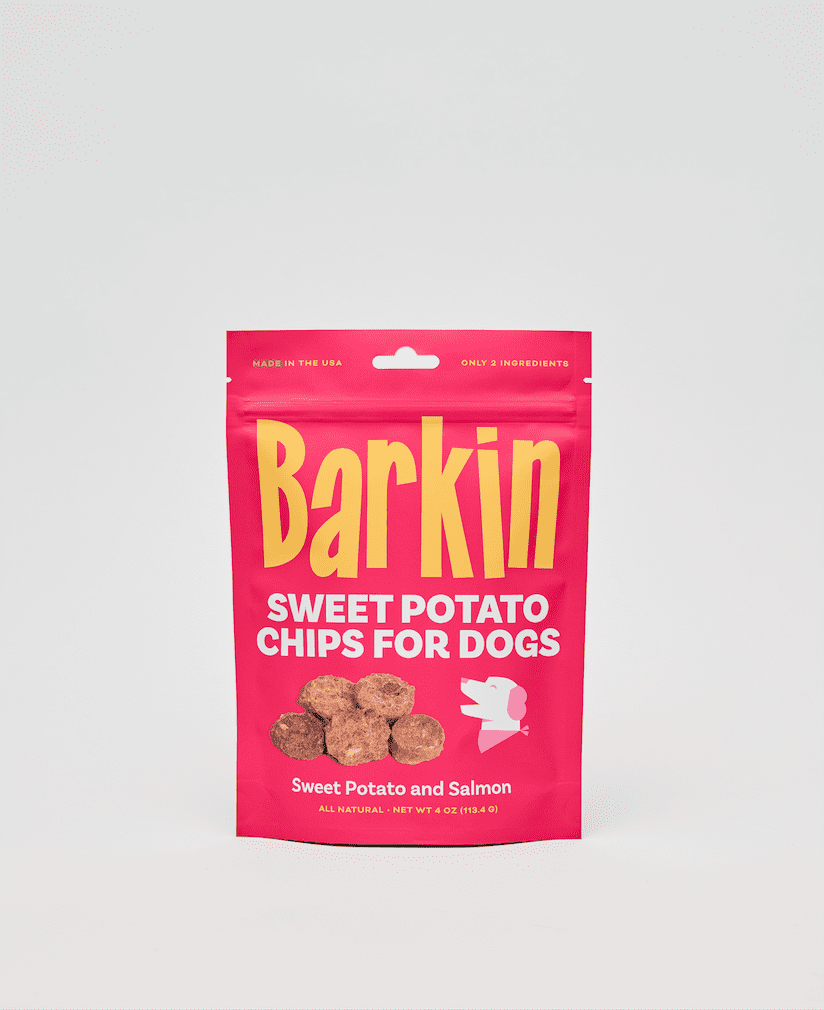 Barkin Protein Jerky Chips Dog Treats, Salmon & Sweet Potato, 90% Protein, Limited Ingredient, High-Protein Training Treats, Made in USA, 3 Pack