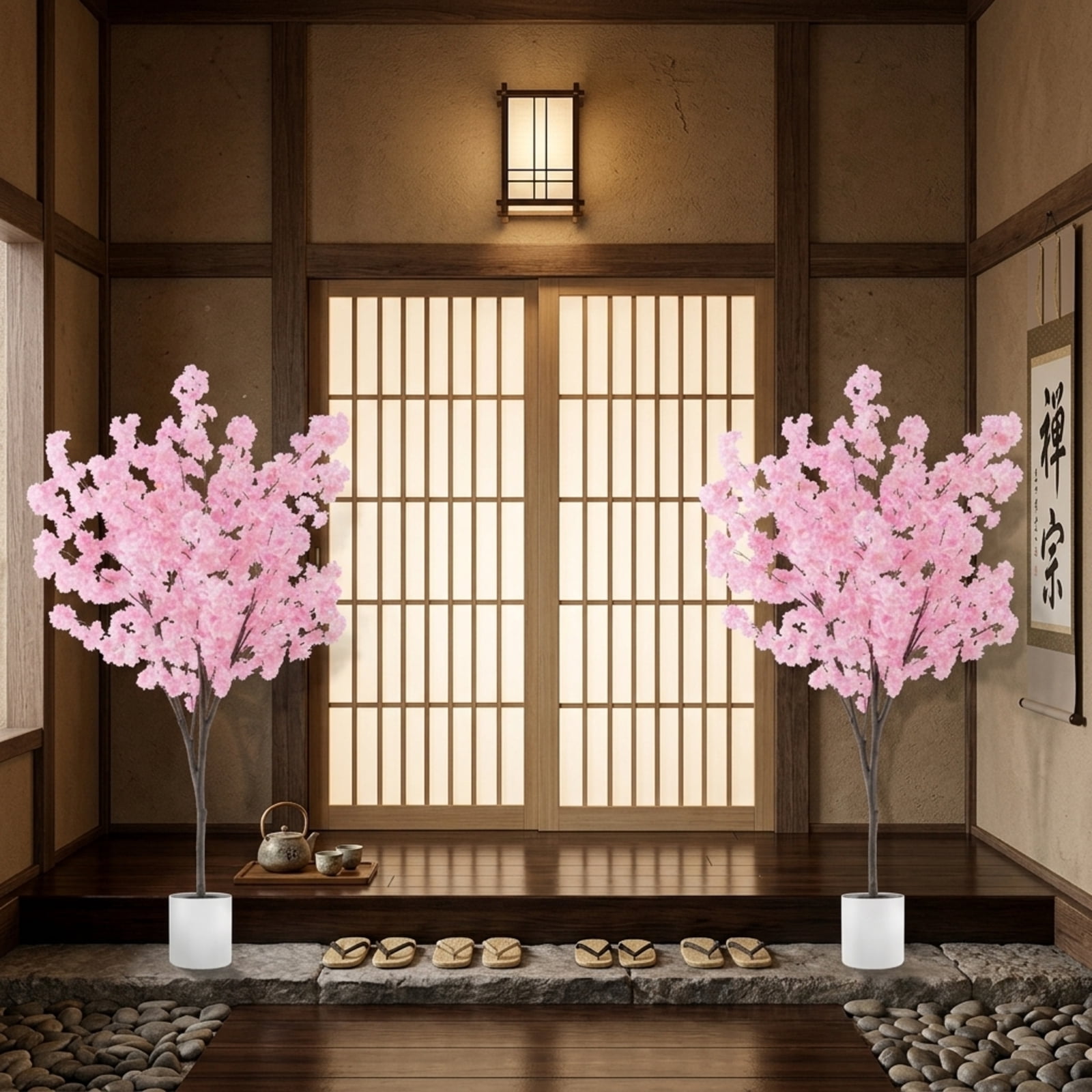 Vebreda Artificial Plant Decor, 6.5 FT Tall Artificial Cherry Blossom Tree with 1170 Pink Flowers, Gorgeous and Vivid Appearance