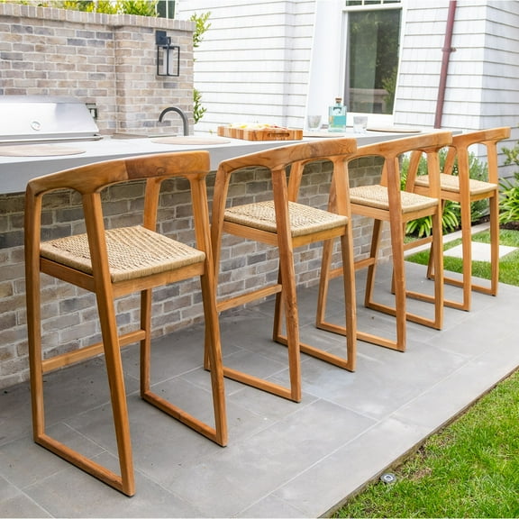 Nordic Teak 30" Natural Indoor/Outdoor Bar Stool - Beige