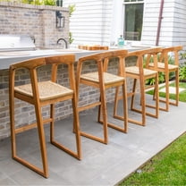 Nordic Teak 30" Natural Indoor/Outdoor Bar Stool - Beige