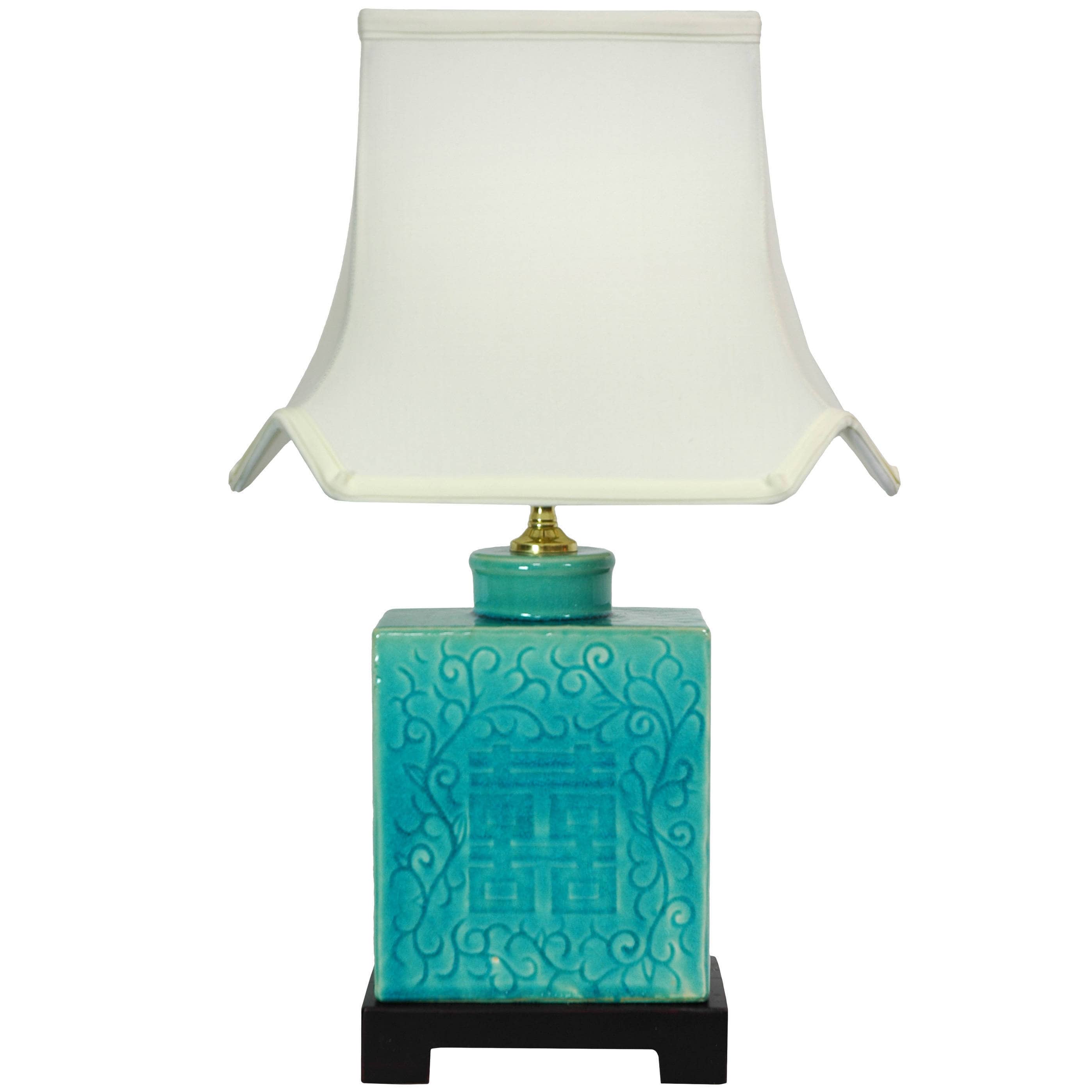 Oriental Furniture 20" Turquoise Porcelain Lamp - image 2 of 5