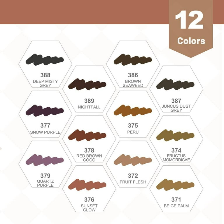 Arrtx Alcohol Brush Markers, Oros Skin Tone Markers 2.0 with Dual Tip, Add-On to The Skin Colors 1.0 Set with Deep Browns, Greys, and Purples for