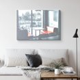 thumbnail image 2 of PixonSign Canvas Print Wall Art Orange Seats in Restaurant Places Cities Photography Realism Modern Scenic Relax/Calm Blue Duotone for Living Room, Bedroom, Office - 12"x18", 2 of 5
