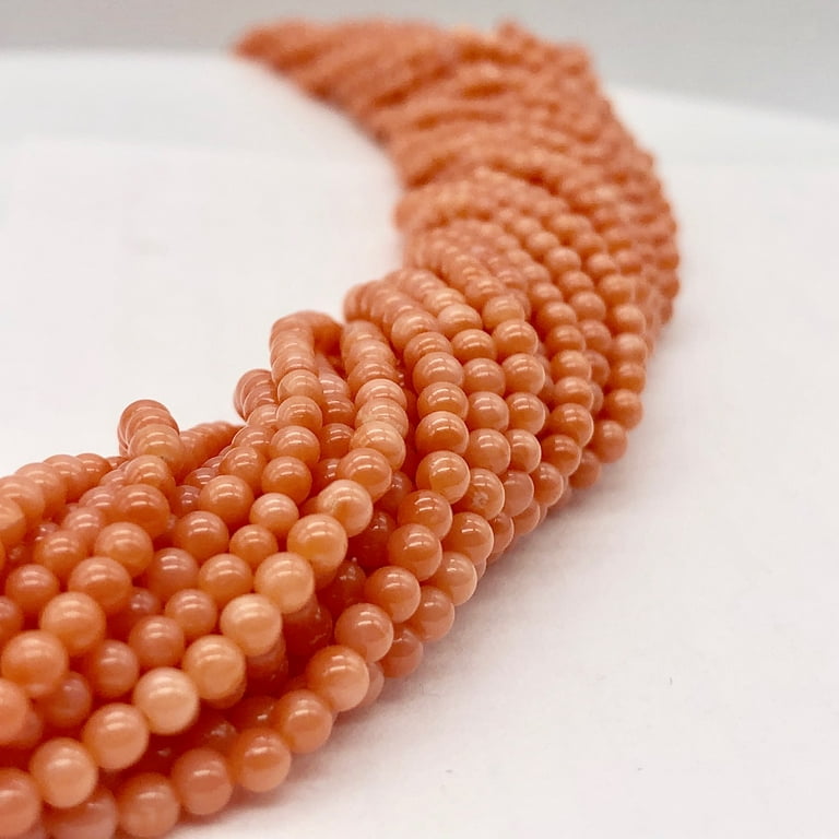 AAA+ Natural Deep Salmon Coral Bead 9 inch Strand | 2mm-3mm 