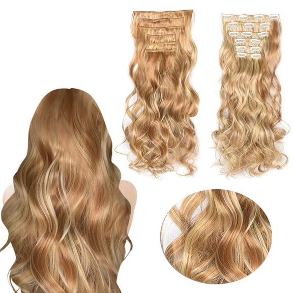 Bradem Curly Clip-In Hair Extensions - 20INCH Blonde Synthetic, 6 Pieces, Thick Fabulous Wavy for Women, Fashionable