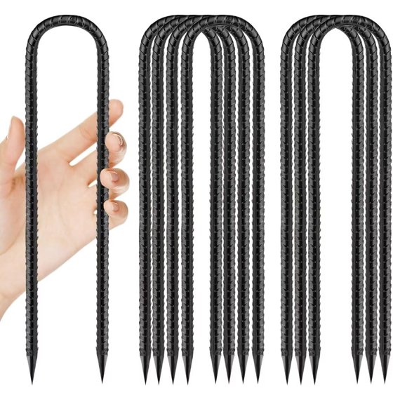 Estacas de suelo QNLONG de varilla 30 cm con gancho en U, paquete de 8