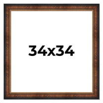 34x34 Frame Brown Walnut Gold Ornate Trim Solid Wood Plein Air Picture Frame | 3 Inch Moulding