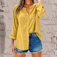 thumbnail image 2 of XuJwPNcy Women's Plus Size Button down Shirts Long Sleeve Solid Color Blouses Business Work Tops with Pocket Fall Outfit for Women（Yellow,X-Large), 2 of 6
