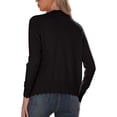 thumbnail image 4 of Women's Lightweight Button Down Cardigan Sweater, V Neck Scalloped Trim Slim Fit Long Sleeve Knit, 4 of 6
