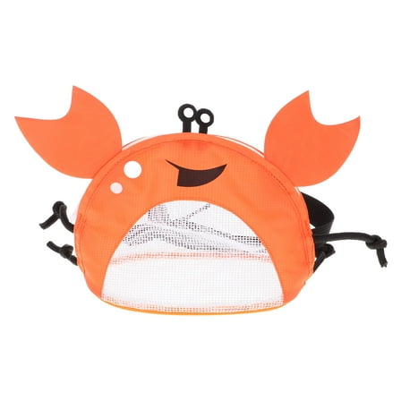 HONMEET Orange Mesh Bag for Beach Toys 1Pcs with Crab Shape and Sand Sifter 9.1x7.5x4.3in