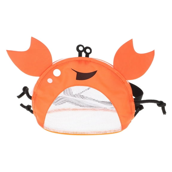 HONMEET Orange Mesh Bag for Beach Toys 1Pcs with Crab Shape and Sand Sifter 9.1x7.5x4.3in