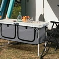 thumbnail image 6 of Zimtown 4Ft Foldable Camping Table with Storage, 3-Level Adjustable Heights Outdoor Kitchen Station, Aluminum Folding Table for Party Commercial Entertaining Events, White, 6 of 13