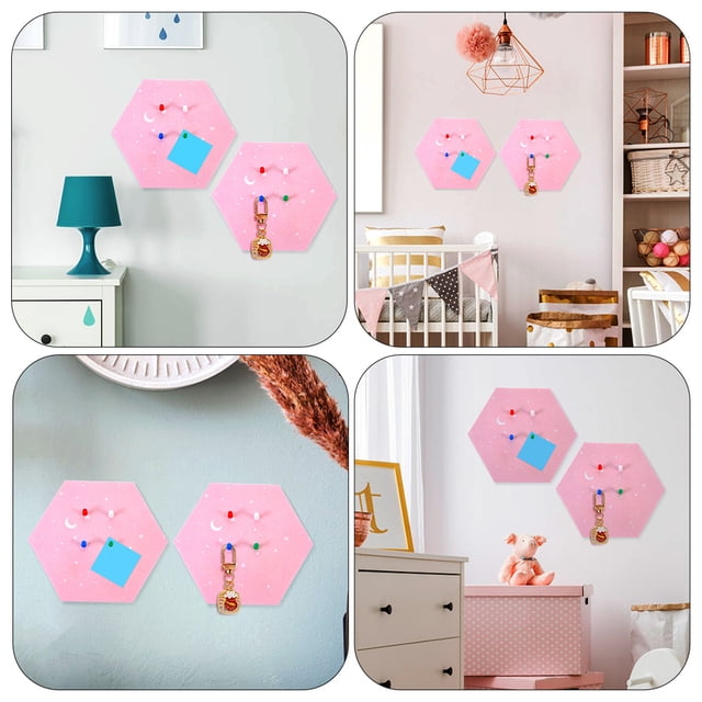 unbranded Tablero De Fieltro Hexágono Rosa Para De Pared Y Fotos Familiar