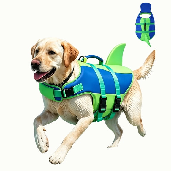 Dog Life Jacket with Rescue Handle – High Buoyancy Pet Swim Vest for Small Medium Large Dogs, Adjustable Safety Floatation Aid for Pool Beach Boating