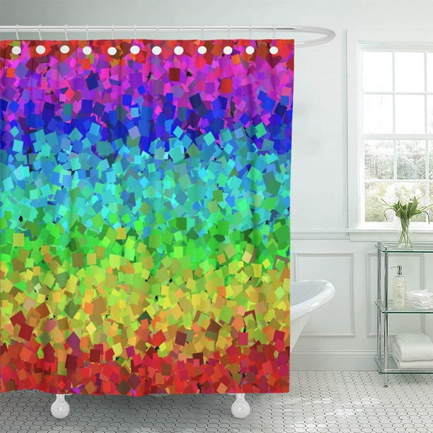 Ksadk Blue Abstraction Abstract Rainbow, Bright Colored Shower Curtains