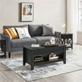 thumbnail image 1 of Yaheetech 41" Wooden Lift Top Coffee Table with Hidden Compartment & Cubic Open Shelves, Black, 1 of 7