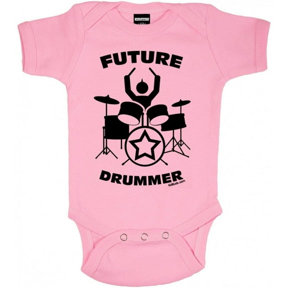 Future Drummer Baby Bodysuit Pink