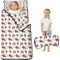 Red Christmas Car and Flower Pattern Toddler Nap Mats for Kids Preschool,50"x20" Sleeping Mat Bag or Kids,Toddler Sleeping Bag,Toddler Nap Mat or Daycare