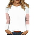 thumbnail image 2 of Lmnyox Women's Long Sleeve T Shirt Color Block Crew Neck Basic Tee Dropped Shoulder Casual Loose Shirts Tops, 2 of 7