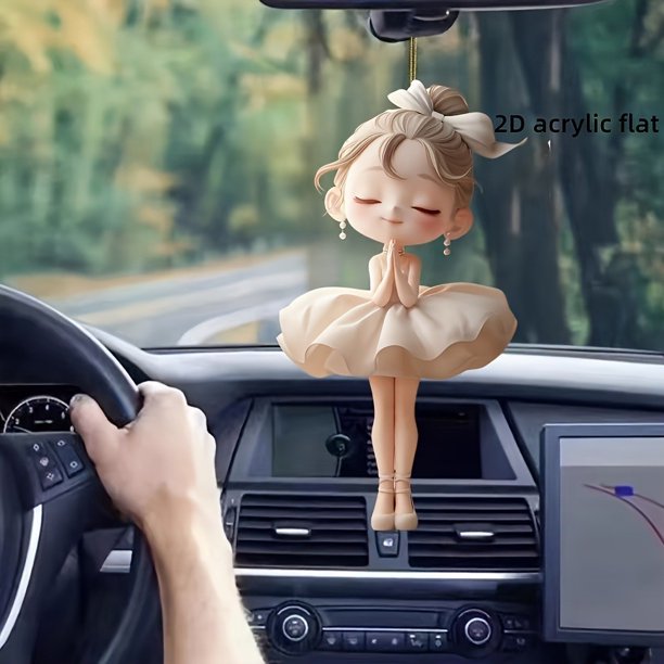 Espejo de coche acrílico con diseño de bailarina. Espejo acrílico con diseño de bailarina.