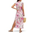 thumbnail image 4 of KUIFORTI Pink Flowers Couple Matching Outfits Spring Lightweight His and Hers Matching Outfits Vacation Womens Summer Dresses Round Neck with Pockets Quick-dry, 4 of 7