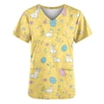 thumbnail image 5 of Karymi Women's Tops Fashion V Neck Quick Dry Shirts Leisure Short Sleeve Rabbit Print Blouse Tunic Plus Size Nurse Tops for Women with Pockets, 5 of 5